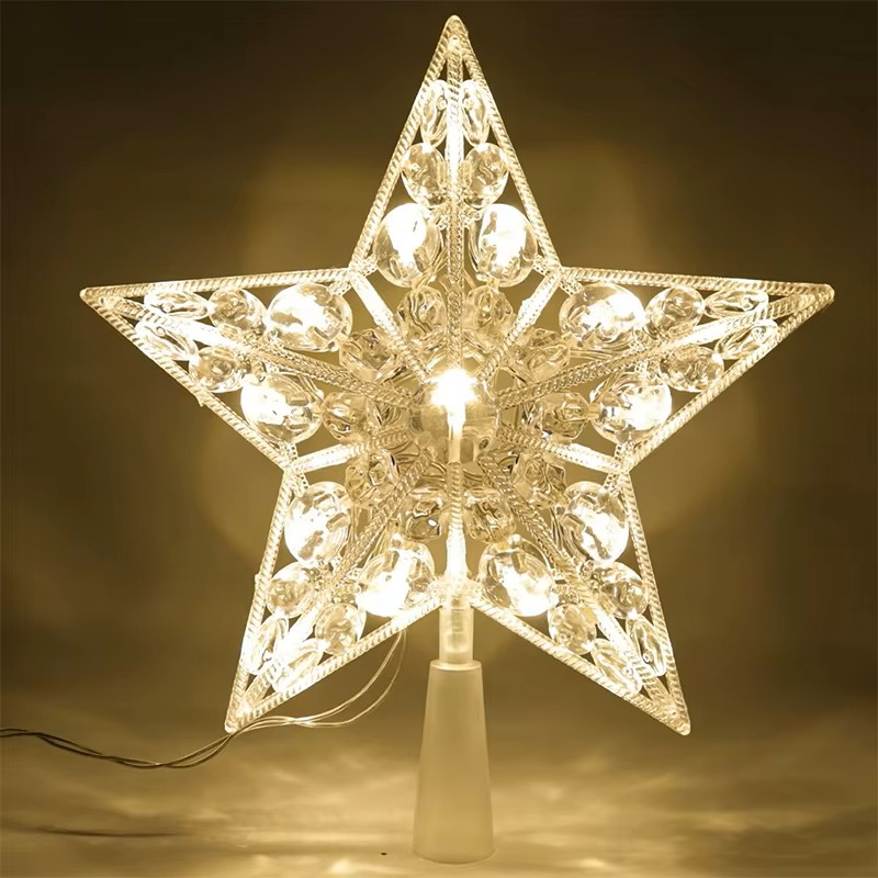 Star Tree Topper - 15 センチメートルクリスマス光るツリートッパー五芒星透明 LED シャイニングランプクリスマスカラフルなトップスター装飾品ナヴィダード装飾