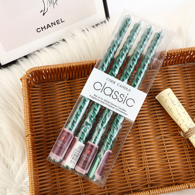 4 個ヨーロッパスタイルのロングポールカラースレッドキャンド - Holiday Candle Set のレビューと価格