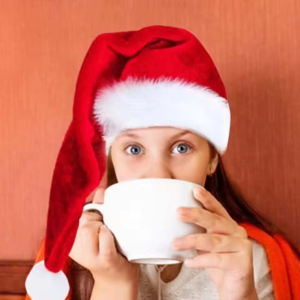 ロングプラッシュクリスマスハット ベルベット製 ふわふわロン - Santa Hat Plush のレビューと価格