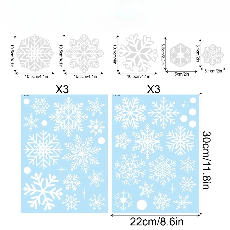 クリスマスウィンドウクリングス、雪の結晶ウィンドウデカール、 - Snowflake Window Decal のレビューと価格