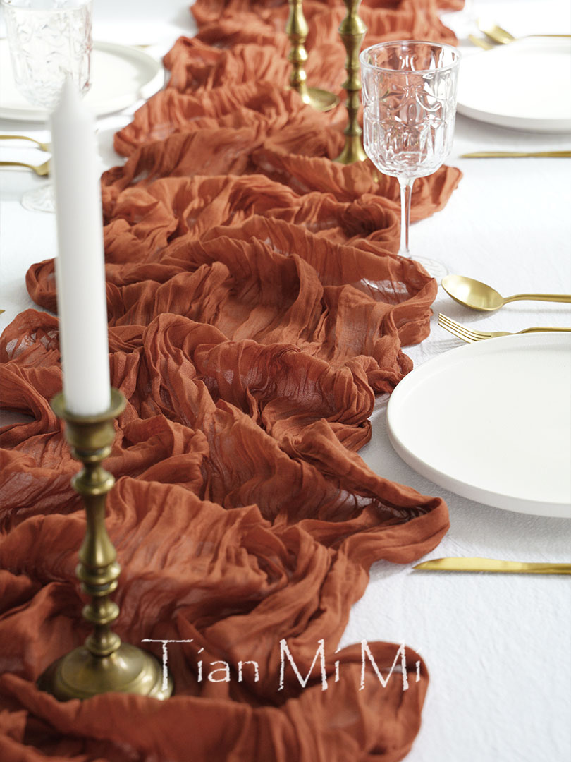 半透明の炎のテーブルランナー、テラコッタのさびたCASECl - Christmas Table Runner のレビューと価格