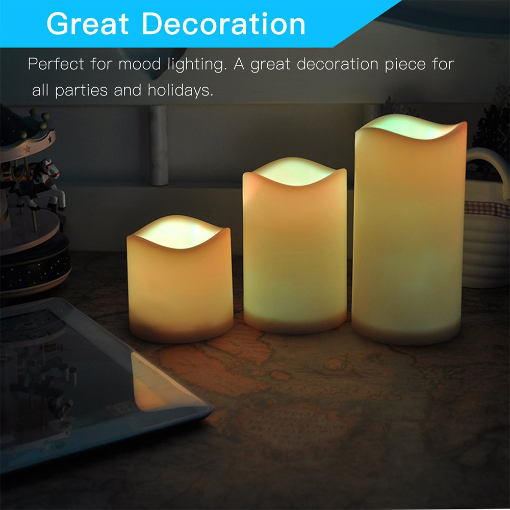 3個/セット LEDフレームレス揺らめきキャンドル、LEDピ - Holiday Candle Set のレビューと価格
