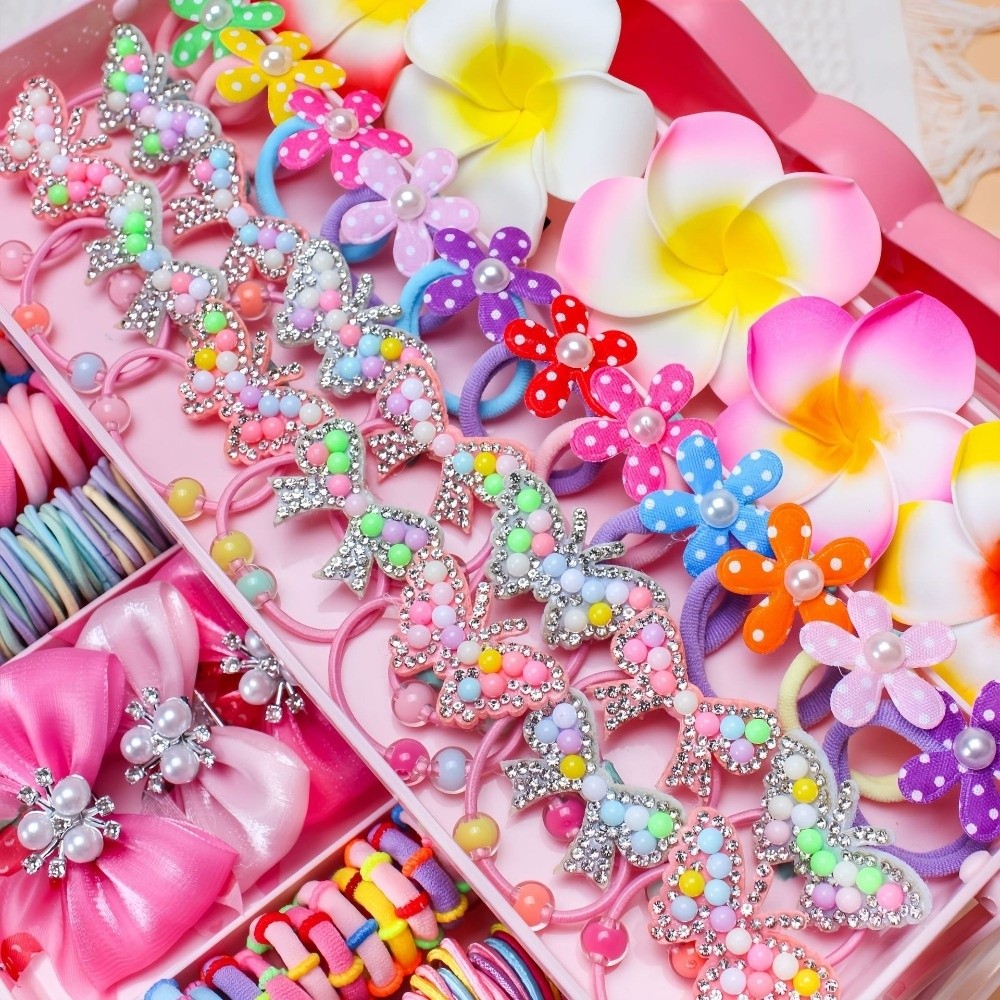 弓型高弾性ヘアアクセサリーセット、髪を傷つけないカラフルな女 - Ribbon Bow Gift のレビューと価格