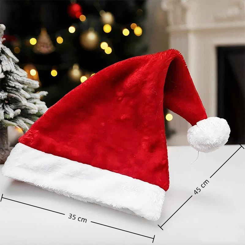 柔らかいぬいぐるみ製のクリスマスサンタ帽子、ふわふわの白いつ - Santa Hat Plush のレビューと価格
