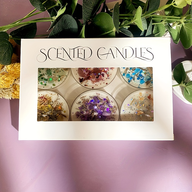 クリスタルストーンの香りのキャンドル6本セット,ドライフラワ - Holiday Candle Set のレビューと価格