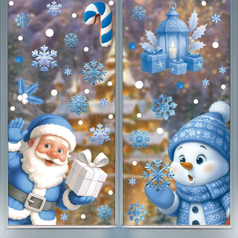 DIYクリスマスPVCウィンドウ静電気ステッカー 雪だるま  - Snowflake Window Decal のレビューと価格
