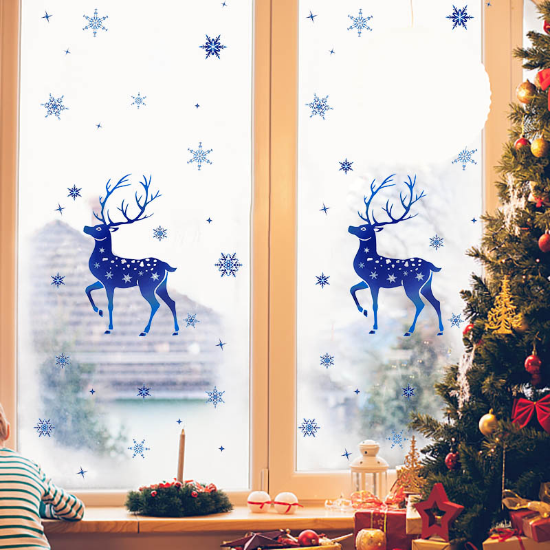 クリスマスウィンドウステッカーヘラジカブルースノーフレークD - Snowflake Window Decal のレビューと価格