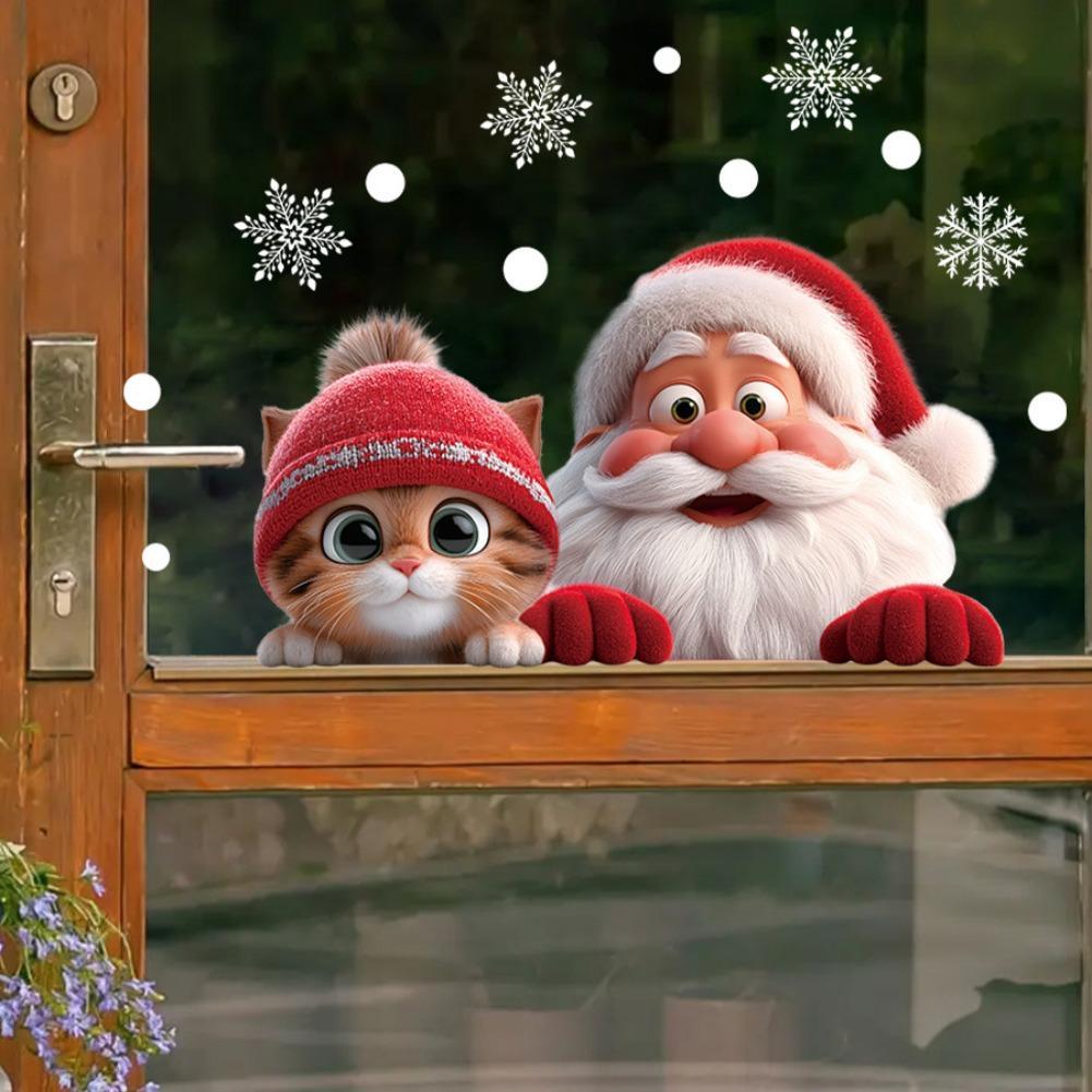 クリスマスウィンドウドアミラーステッカーサンタクロース猫スノ - Snowflake Window Decal のレビューと価格